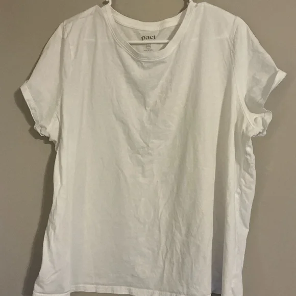 Pact White Short Sleeve Crewneck Tee Womens XXL Organic Cotton Basic Layering - Picture 2 of 5